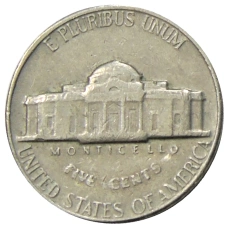 Монета 5 центов 1970 года S США (реверс)