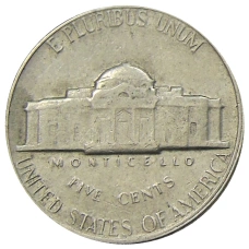 Монета 5 центов 1970 года S США (реверс)