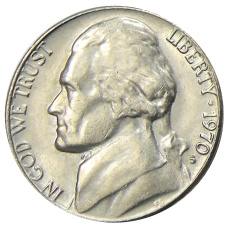 Монета 5 центов 1970 года S США (аверс)