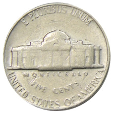 Монета 5 центов 1970 года S США (реверс)