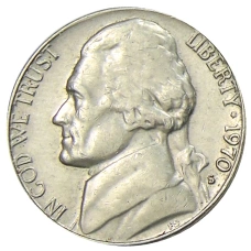 Монета 5 центов 1970 года S США (аверс)