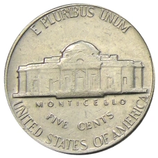 Монета 5 центов 1970 года S США (реверс)