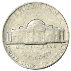 Монета 5 центов 1970 года S США (реверс)