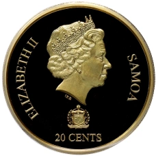 Монета 20 центов 2021 года Самоа «Азиатские мифические существа — Хуань» (реверс)