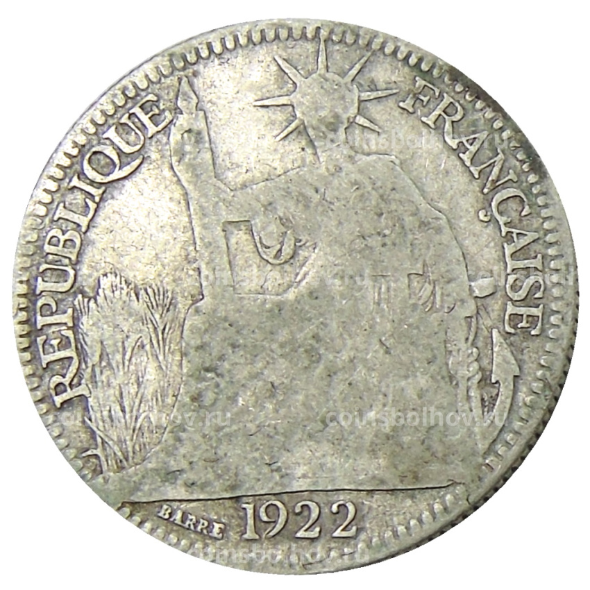 Монета 10 центов 1922 года  Французский Индокитай