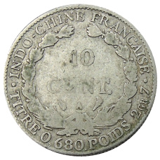 Монета 10 центов 1922 года  Французский Индокитай (реверс)
