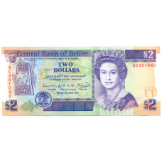 Банкнота 2 доллара 1991 года Белиз