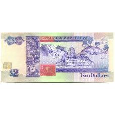 Банкнота 2 доллара 1991 года Белиз (вид 2)