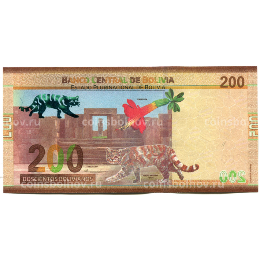 Банкнота 200 боливиано 1986 (2019) года Боливия «Боливия многонациональная страна» (вид 2)