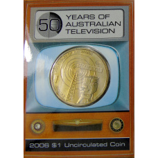 Монета 1 доллар 2006 года В Австралия «50 лет австралийскому телевидению» (в блистере) (аверс)