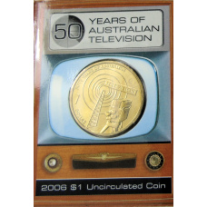 Монета 1 доллар 2006 года S Австралия «50 лет австралийскому телевидению» (в блистере) (аверс)