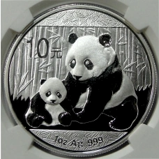 Монета 10 юаней 2012 года  Китай  «Панда» (в слабе NGC MS 70) (аверс)