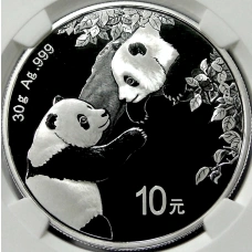 Монета 10 юаней 2023 года  Китай  «Панда» (в слабе NGC MS 70) (аверс)