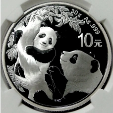 Монета 10 юаней 2021 года  Китай  «Панда» (в слабе NGC MS 70 FIRST RELEASES) (аверс)