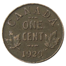 Монета 1 цент 1929 года Канада (аверс)