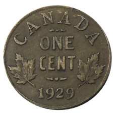 Монета 1 цент 1929 года Канада (аверс)