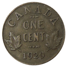 Монета 1 цент 1929 года Канада (аверс)