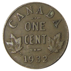Монета 1 цент 1932 года Канада (аверс)