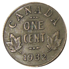 Монета 1 цент 1932 года Канада (аверс)