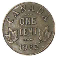 Монета 1 цент 1932 года Канада (аверс)