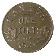 Монета 1 цент 1933 года Канада (аверс)