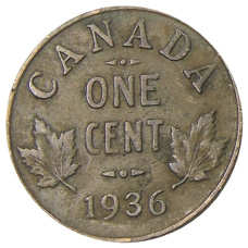 Монета 1 цент 1936 года Канада (аверс)