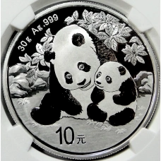 Монета 10 юаней 2024 года Китай «Панда» (в слабе NGC MS 70) (аверс)