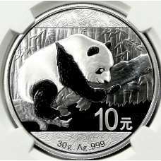 Монета 10 юаней 2016 года Китай «Панда» (в слабе NGC MS 70) (аверс)