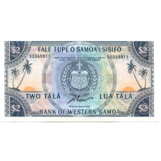 Банкнота 2 тала 1967 года Самоа и Сизифо  — Официальный репринт 2020 года (аверс)