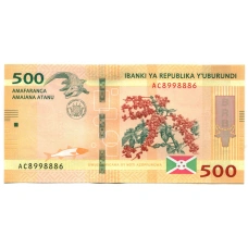Банкнота 500 франков 2018 года Бурунди (вид 2)