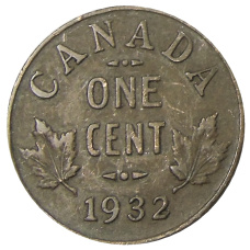 Монета 1 цент 1932 года Канада (аверс)
