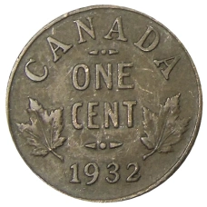 Монета 1 цент 1932 года Канада (аверс)