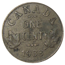 Монета 1 цент 1933 года Канада (аверс)