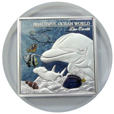 Жетон (настольная медаль) «Замечательная жизнь океана — TINF 2023 (Сделай океан счастливым навсегда)» (в слабе NGC PF 70) (вид 2)
