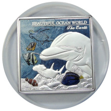 Жетон (настольная медаль) «Замечательная жизнь океана — TINF 2023 (Сделай океан счастливым навсегда)» (в слабе NGC PF 70) (вид 2)
