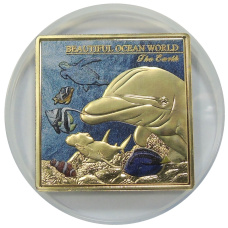 Жетон (настольная медаль) «Замечательная жизнь океана — TINF 2023 (Сделай океан счастливым навсегда)» (в слабе NGC PF 70) (вид 2)