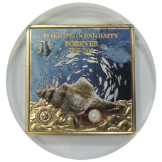 Жетон (настольная медаль) «Замечательная жизнь океана — TINF 2023 (Сделай океан счастливым навсегда)» (в слабе NGC PF 70)