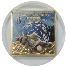 Жетон (настольная медаль) «Замечательная жизнь океана — TINF 2023 (Сделай океан счастливым навсегда)» (в слабе NGC PF 70)