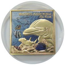 Жетон (настольная медаль) «Замечательная жизнь океана — TINF 2023 (Сделай океан счастливым навсегда)» (в слабе NGC PF 70) (вид 2)