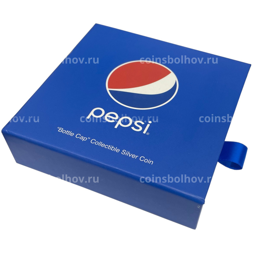 Монета 500 франков 2022 года Чад «Pepsi Cola» (без логотипа, в коробке) (вид 4)