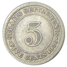 Монета 5 центов 1926 года Стрейтс Сетлментс (аверс)