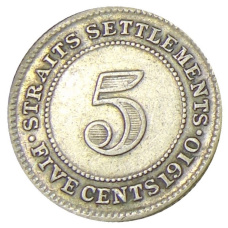 Монета 5 центов 1910 года Стрейтс Сетлментс (аверс)