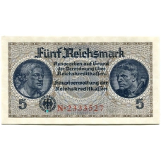 Банкнота 5 рейхсмарок 1940 года Германия (Для оккупированных территорий)