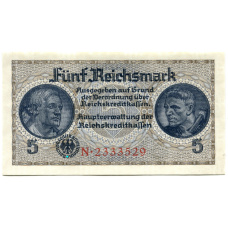 Банкнота 5 рейхсмарок 1940 года Германия (Для оккупированных территорий)