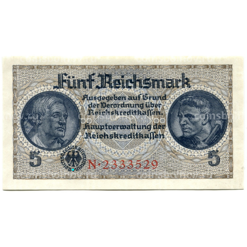 Банкнота 5 рейхсмарок 1940 года Германия (Для оккупированных территорий)