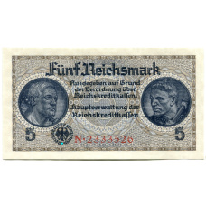 Банкнота 5 рейхсмарок 1940 года Германия (Для оккупированных территорий)