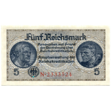 Банкнота 5 рейхсмарок 1940 года Германия (Для оккупированных территорий)