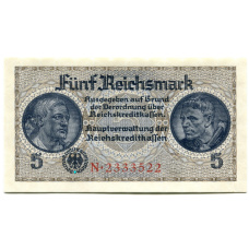 Банкнота 5 рейхсмарок 1940 года Германия (Для оккупированных территорий)