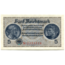 Банкнота 5 рейхсмарок 1940 года Германия (Для оккупированных территорий)