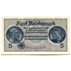 Банкнота 5 рейхсмарок 1940 года Германия (Для оккупированных территорий)